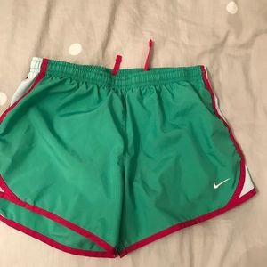 Mike blue, green shorts